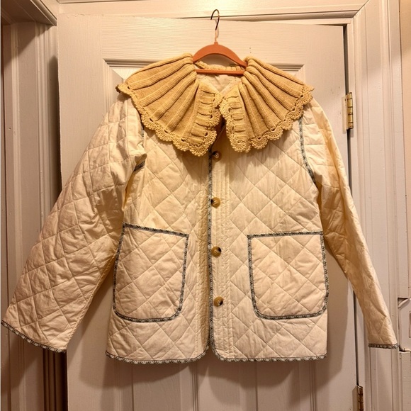 Loeffler Randall Jackets & Blazers - Loeffler Randall Carolina Quilted Jacket Coat Crochet Collar Cream Small